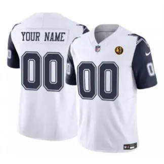 Men's Dallas Cowboys Active Player Custom White 2023 F.U.S.E. With John Madden Patch Vapor Limited Stitched Footbal...