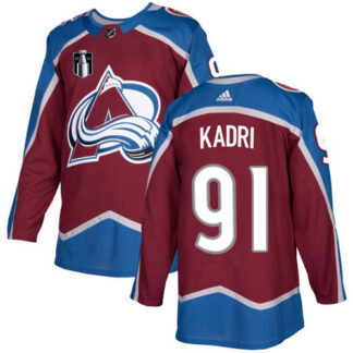 Adidas Colorado Avalanche #91 Nazem Kadri Burgundy Youth 2022 Stanley Cup Final Patch Home Authentic Stitched NHL J...