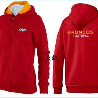 Womens Denver Broncos Team Logo 2015 Full Zip Hoodie-56