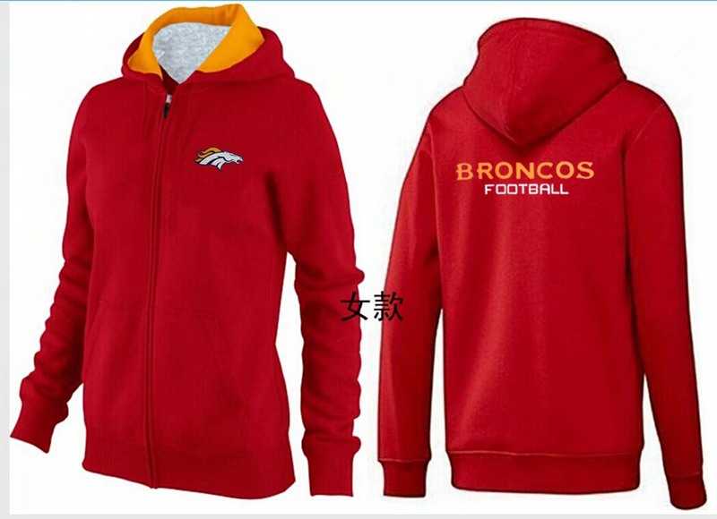 Womens Denver Broncos Team Logo 2015 Full Zip Hoodie-56