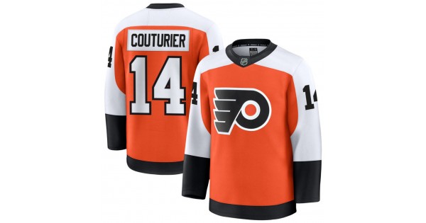 Men's Philadelphia Flyers Sean Couturier Orange Home Premium Jersey - Image 2