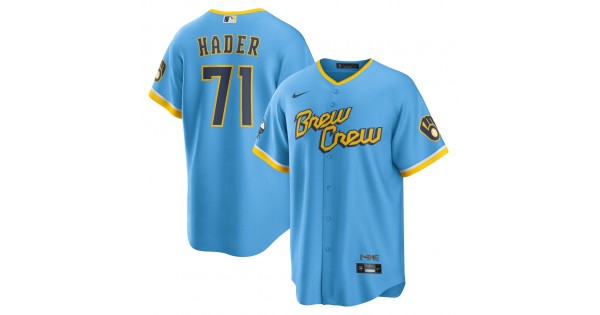 Josh Hader Milwaukee Brewers Nike 2022 City Connect Replica Player Jersey - Powder Blue - Image 2