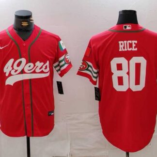 Men's San Francisco 49ers #80 Jerry Rice Red Mexico Cool Base Stitched Baseball Jersey