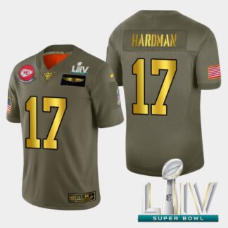 Kansas City Chiefs #17 Mecole Hardman Men’s Nike Olive Gold Super Bowl LIV 2020 2019 Salute to Service Limited NFL...