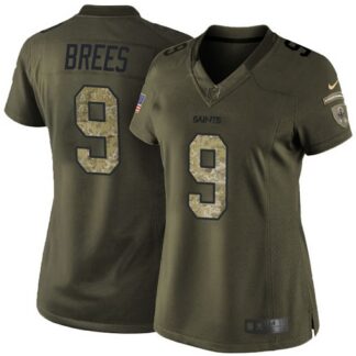 Nike New Orleans Saints #9 Drew Brees Green Women’s Stitched NFL Limited 2015 Salute to Service Jersey