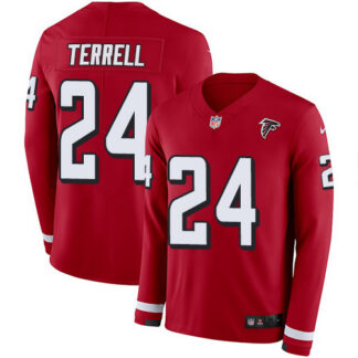 Nike Atlanta Falcons #24 A.J. Terrell Red Team Color Men’s Stitched NFL Limited Therma Long Sleeve Jersey