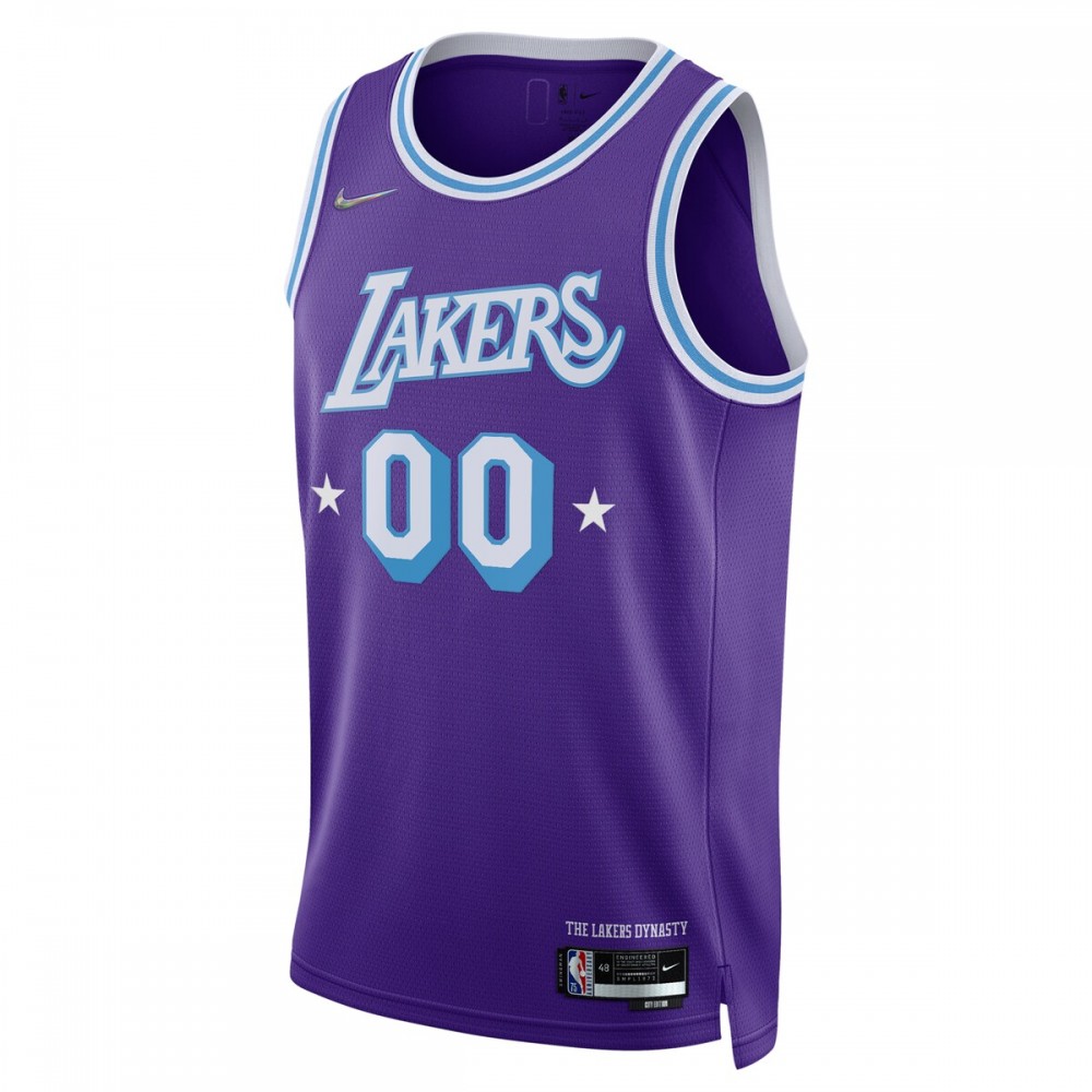 Los Angeles Lakers Nike 2021/22 Swingman Custom Jersey - City Edition - Purple - Image 2