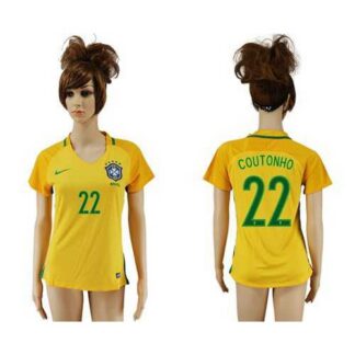 Women’s Brazil #22 Coutonho Home Soccer Country Jersey