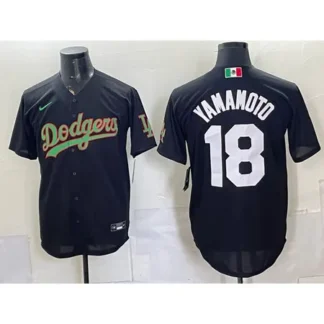 Youth Los Angeles Dodgers #18 Yoshinobu Yamamoto Black Mexico Jersey