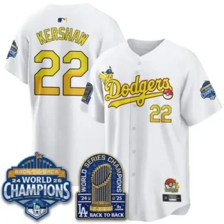 ultra‑ Youth Los Angeles Dodgers #22 Clayton Kershaw White LAD x PKM 2026 Baseball Jersey ‑uniform