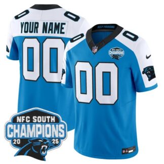 Men & Women & Youth Carolina Panthers Custom Blue White 2025 NFC South Division Champions F.U.S.E. Vapor Limited St...