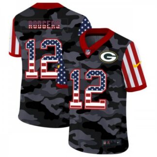 ultra‑ Men's Green Bay Packers #12 Aaron Rodgers 2020 Camo USA Flag Limited Stitched Jersey ‑uniform