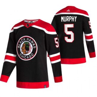 Chicago Blackhawks 5 Connor Murphy Black Adidas 2020-21 Reverse Retro Alternate Jersey Dzhi