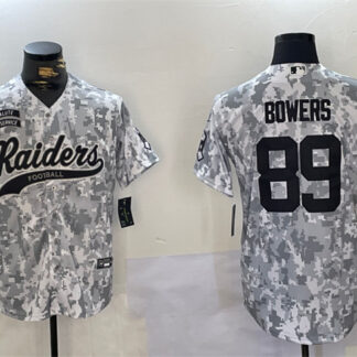 Men's Las Vegas Raiders #89 Brock Bowers 2024 Arctic Camo Salute To Service Stitched Baseball Jersey