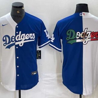 Men's Los Angeles Dodgers Big Logo White Blue Two Tone Stitched Baseball Jerseys Dzhi