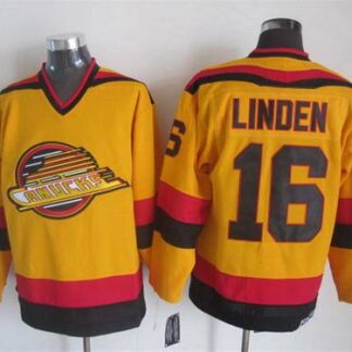 Men's Vancouver Canucks #16 Trevor Linden 1985-86 Yellow CCM Vintage Throwback Jersey