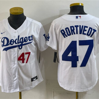 Youth Los Angeles Dodgers #47 Ben Rortvedt White Cool Base Stitched Baseball Jersey
