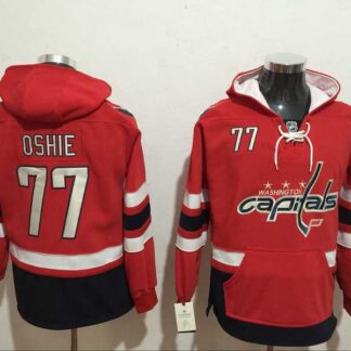 Washington Capitals #77 T.J Oshie Red All Stitched Hoodie Sweatshirt
