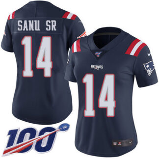 Nike New England Patriots #14 Mohamed Sanu Sr Navy Blue Women’s Stitched NFL Limited Rush 100th Season Jersey