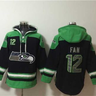 Men's Seattle Seahawks #12 Fan Black Ageless Must-Have Lace-Up Pullover Hoodie