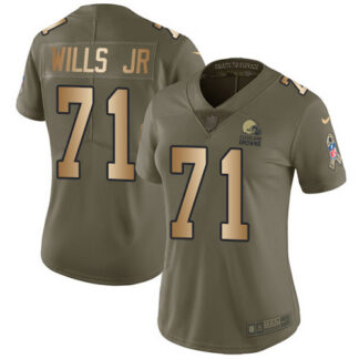 Nike Cleveland Browns #71 Jedrick Wills JR Olive/Gold Women’s Stitched NFL Limited 2017 Salute To Service Jersey