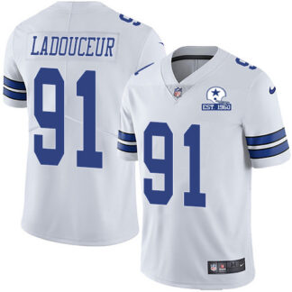 Nike Dallas Cowboys #91 L.P. Ladouceur White Men’s Stitched With Established In 1960 Patch NFL Vapor Untouchable Li...