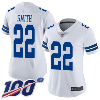 Nike Dallas Cowboys #22 Emmitt Smith White Women’s Stitched NFL 100th Season Vapor Limited Jersey