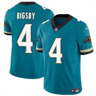 Men & Women & Youth Jacksonville Jaguars #4 Tank Bigsby Teal 2024 F.U.S.E. Prowler Throwback Vapor Limited Stitched...