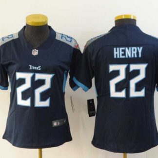 Women Nike Titans 22 Derrick Henry Navy New Vapor Untouchable Limited Jersey