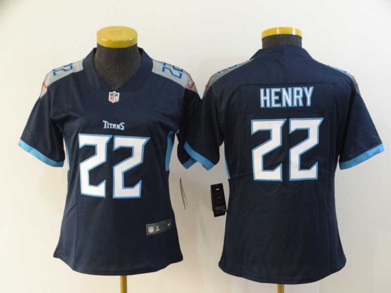 Women Nike Titans 22 Derrick Henry Navy New Vapor Untouchable Limited Jersey