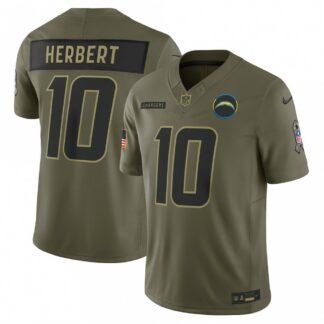 Justin Herbert Los Angeles Chargers Nike 2025 Salute to Service Limited Jersey - Olive