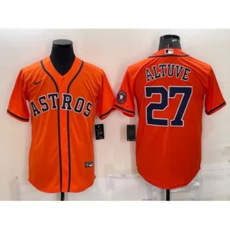 Men's Houston Astros #27 Jose Altuve Orange With Patch Cool Base Stitched Jersey JW6F