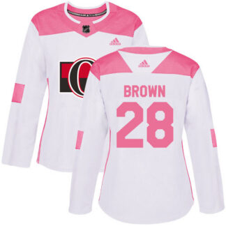 Adidas Ottawa Senators #28 Connor Brown White/Pink Authentic Fashion Women’s Stitched NHL Jersey