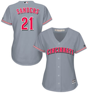Cincinnati Reds #21 Reggie Sanders Grey Road Women’s Stitched MLB Jersey