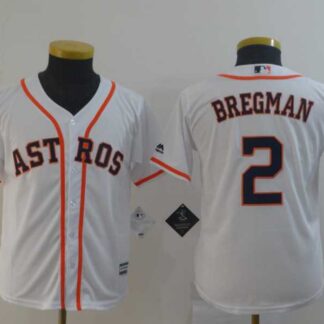 Youth Astros 2 Alex Bregman White Cool Base Jersey