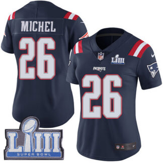 Nike New England Patriots #26 Sony Michel Navy Blue Super Bowl LIII Bound Women’s Stitched NFL Limited Rush Jersey