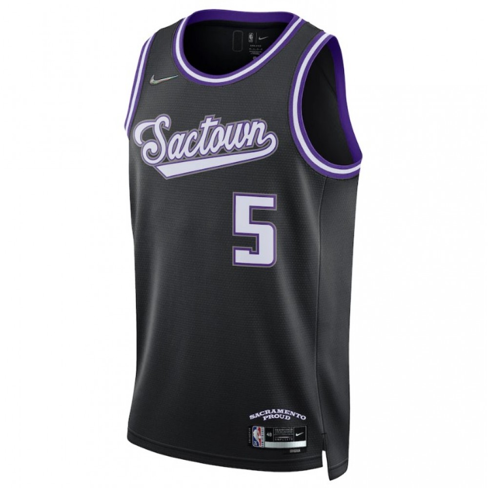 Men's Sacramento Kings De'Aaron Fox #5 Nike Black 2021/22 Swingman NBA Jersey - City Edition - Image 2