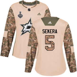Adidas Dallas Stars #5 Andrej Sekera Camo Authentic 2017 Veterans Day Women’s 2020 Stanley Cup Final Stitched NHL J...