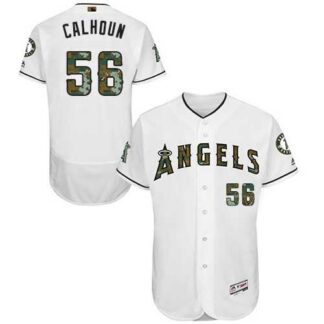 Los Angeles Angels of Anaheim #56 Kole Calhoun White Memorial Day Flexbase Stitched Jersey DingZhi