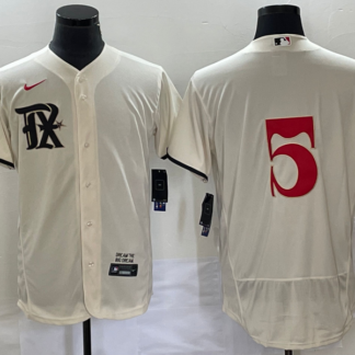 Men's Texas Rangers #5 Corey Seager Cream 2023 City Connect Flex Base Stitched Jersey