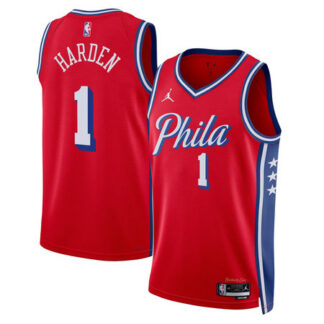 Women's Philadelphia 76ers #1 James Harden Red Swingman Statement Edition Jersey