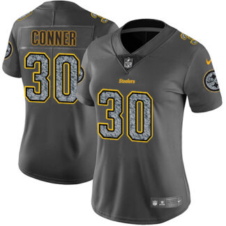 Nike Pittsburgh Steelers #30 James Conner Gray Static Women’s Stitched NFL Vapor Untouchable Limited Jersey