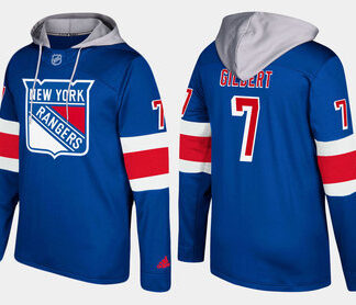 Adidas New York Rangers 7 Rod Gilbert Retired Blue Name And Number Hoodie