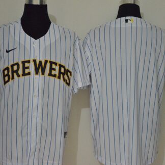 Men's Milwaukee Brewers Blank White Stitched MLB Cool Base Nike Jersey