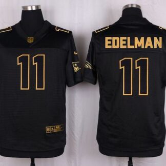 Nike Patriots #11 Julian Edelman Black Men's Stitched NFL Elite Pro Line Gold Collection Jersey