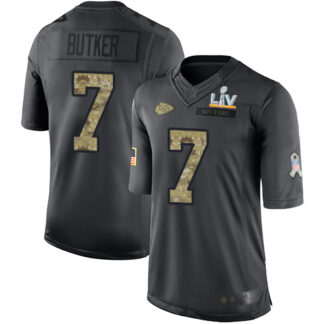 Nike Kansas City Chiefs #7 Harrison Butker Black Men’s Super Bowl LV Bound Stitched NFL Limited 2016 Salute to Serv...