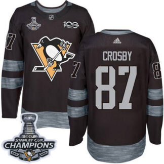 Adidas Pittsburgh Penguins #87 Sidney Crosby Black 1917-2017 100th Anniversary Stanley Cup Finals Champions Stitche...
