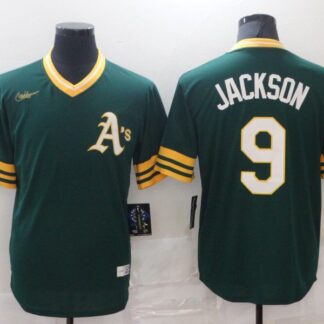 Men Oakland Athletics 9 Jackson Green Game Nike MLB Jersey