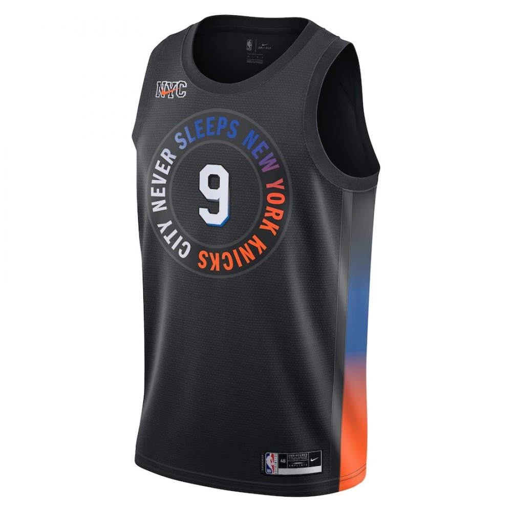 Men's New York Knicks RJ Barrett #9 Nike Black 2020/21 Swingman Jersey - City Edition - Image 2