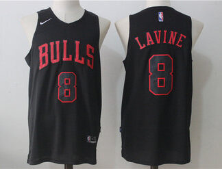 Men's Chicago Bulls #8 Zach LaVine All Black 2017-2018 Nike Swingman Stitched NBA Jersey